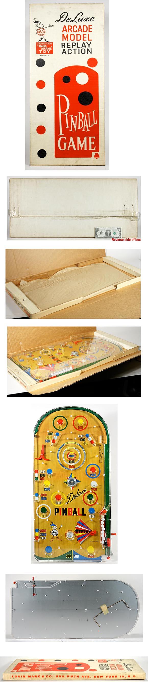 1963 Marx, Deluxe Arcade Model Pinball Game in Original Box